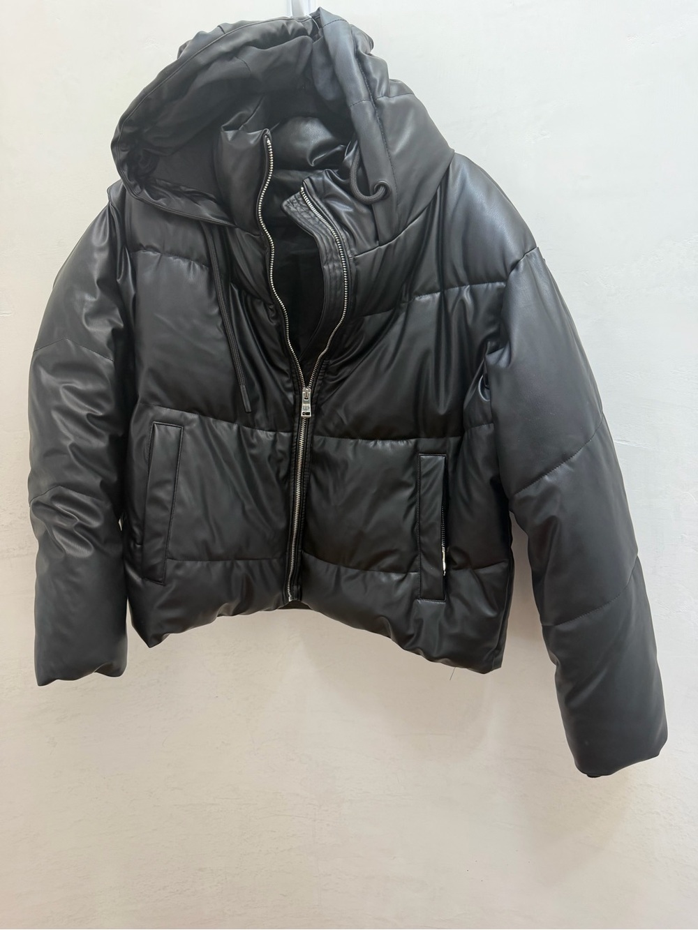 Zara Black Quilted Hooded Puffer Jacket